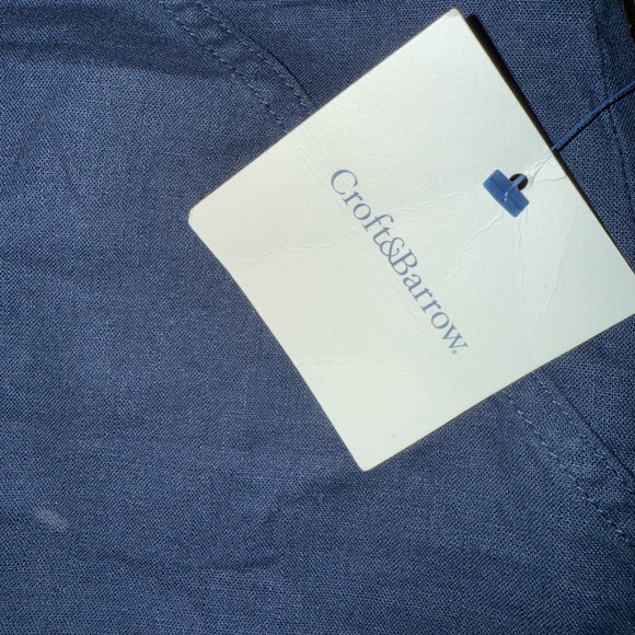 NWT Croft & Barrow Navy Linen Pants Stretch Waist Button Zip Fly Pockets Chic 10 - Picture 5 of 5